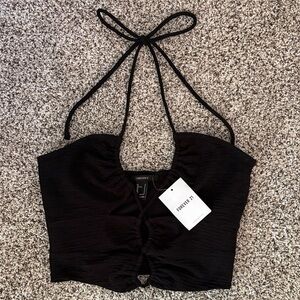 NWT Forever 21 Black Crop Halter Top Small
